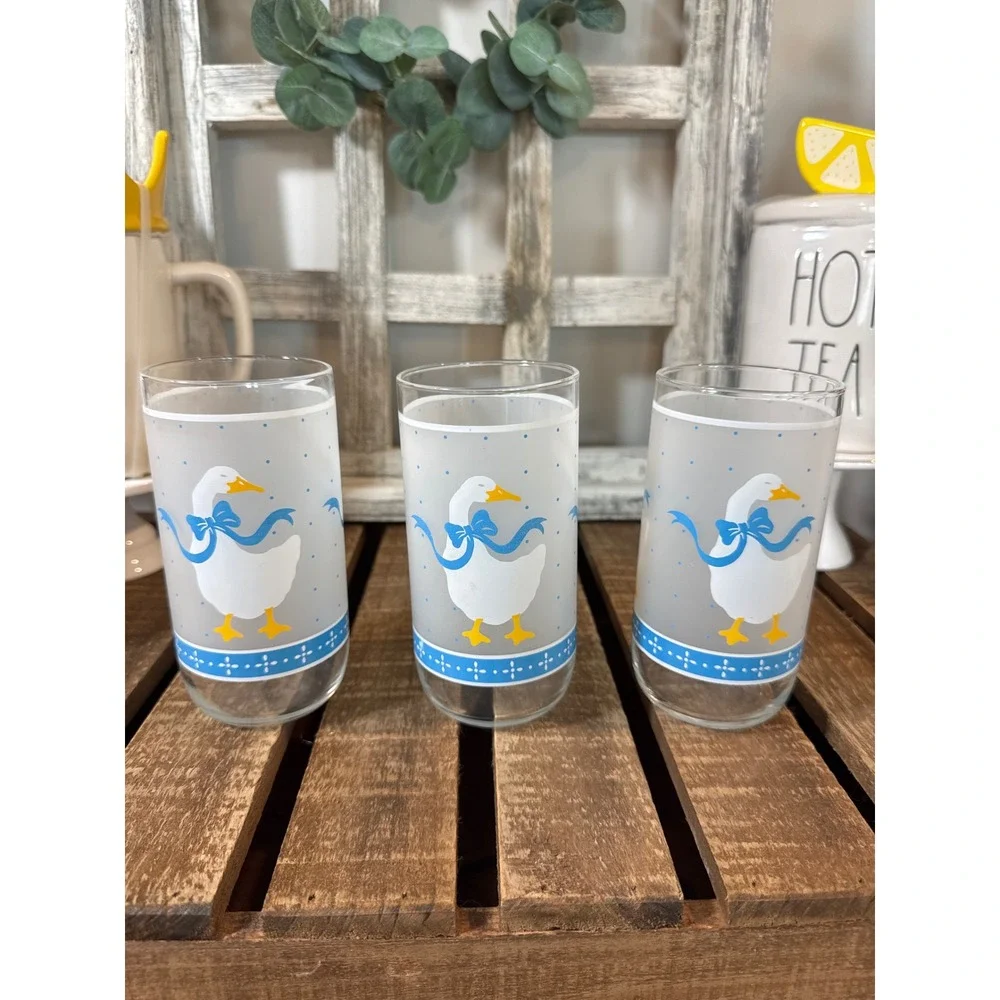 Vintage Aunt Rhody goose drinking glasses Cottage Core Granny Core Farmhouse